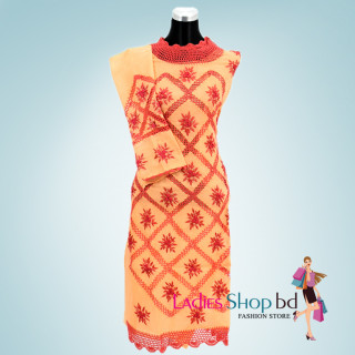 Ghea Color Kameez Red Color Hand Stitch