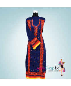 Navy Blue Color Kameez Multicolor Hand Stitch