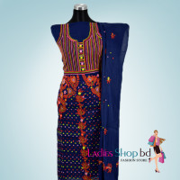 Navy Blue Color Two Piece's Hand Stitch