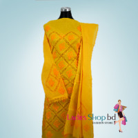 Yellow Color Two Piece's Hand Stitch