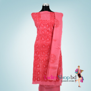 Bright Red Color Three Piece's Hand Stitch