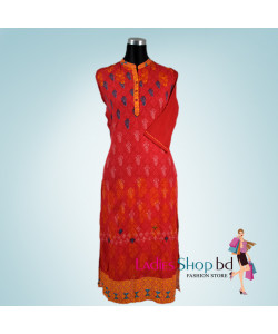 Red Color Lilen Kurti For Women