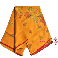 Light Yellow Color Saree Cotton Hand Stitch Design
