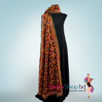 Phulkari Dopatta Multicolor Stitch on Brown Color